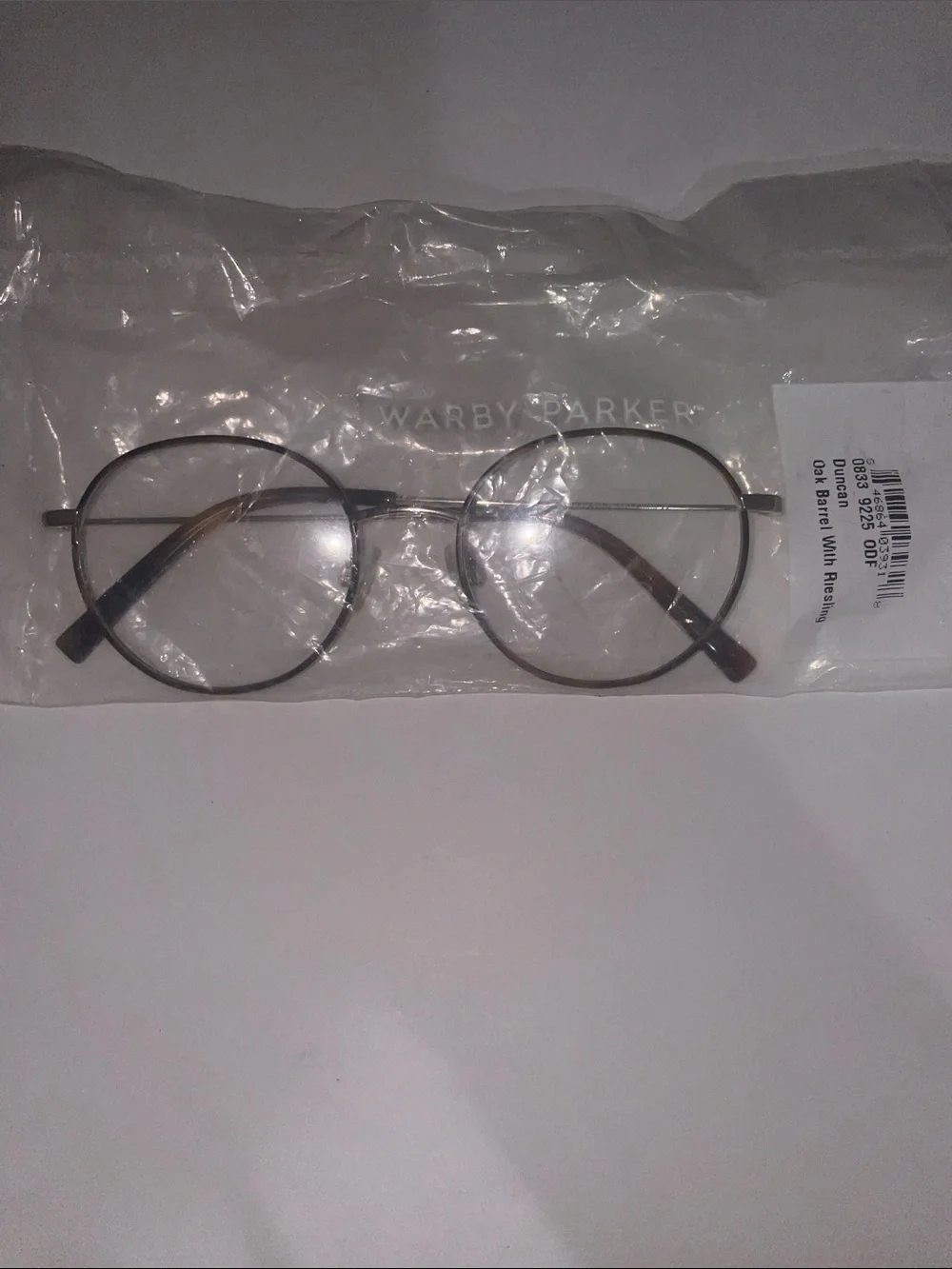 Warby Parker Duncan oak barrel with Riesling